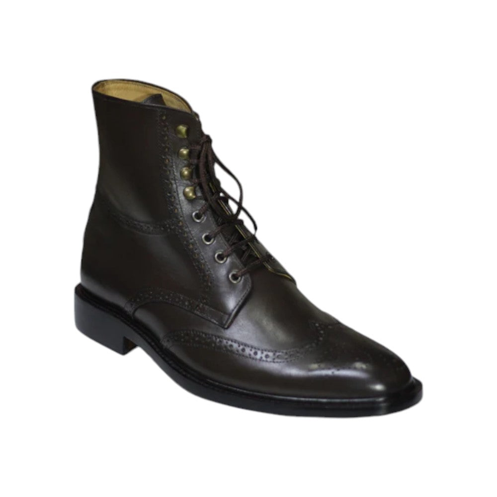 Men's Ankle High Handmade Brown Leather Boot featuring premium leather and a durable sole.