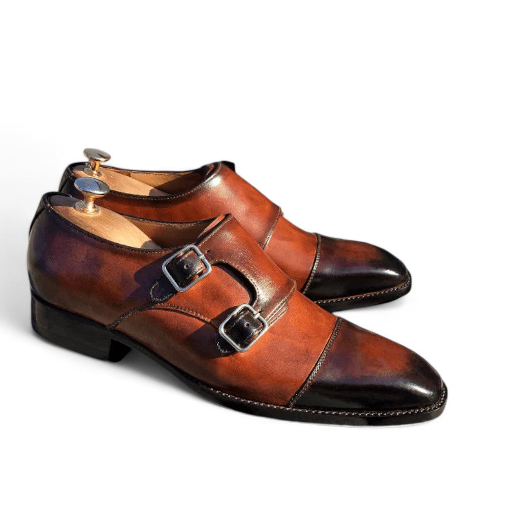 Brown Patina Double monk Shoes