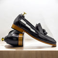 Stylish black penny loafers made from premium leather