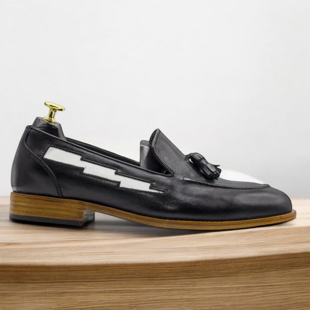 Stylish black penny loafers made from premium leather