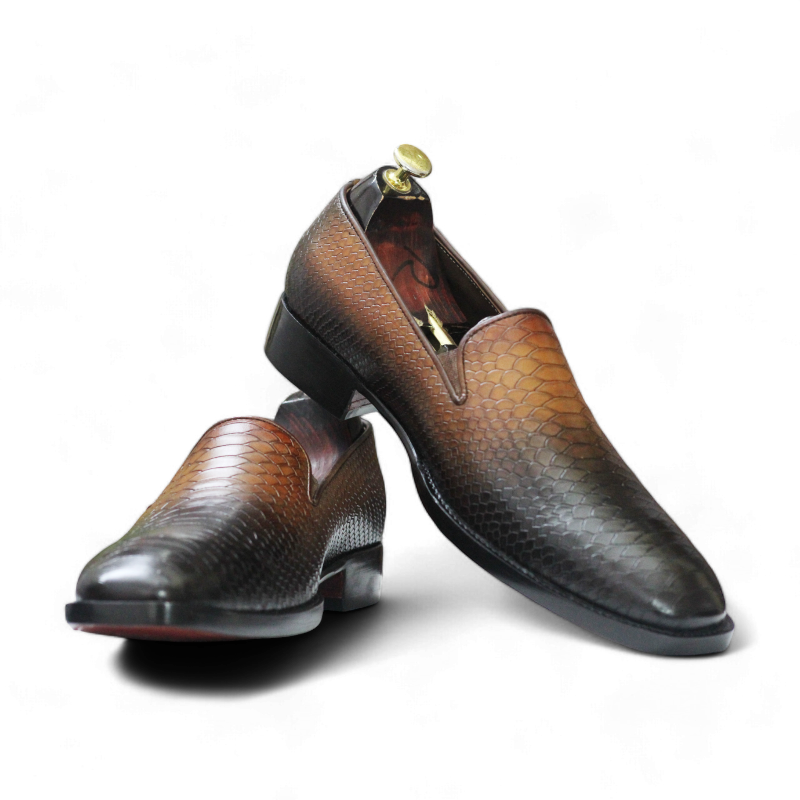 Handmade Python Slip-On Loafers for Men - Luxury Leather Footwear with a Sleek Design