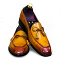 Handcrafted Men's Tan Tassel Shoes | Genuine Leather Loafers for Stylish Gentlemen