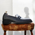 Handcrafted Men's Navy Leather Loafers