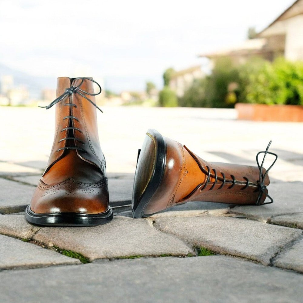 Stylish Men's Brown Leather Boots for Everyday Elegance