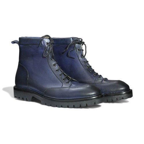 Stylish navy blue boots with durable design, perfect for versatile casual and formal wear.