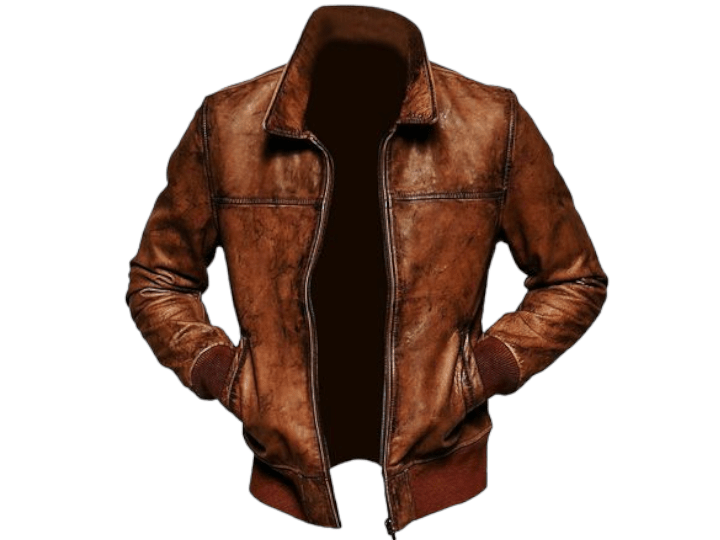 Handmade Distressed Leather Men's Brown Bomber Leather Jacket - Posh FootwearMen jacket