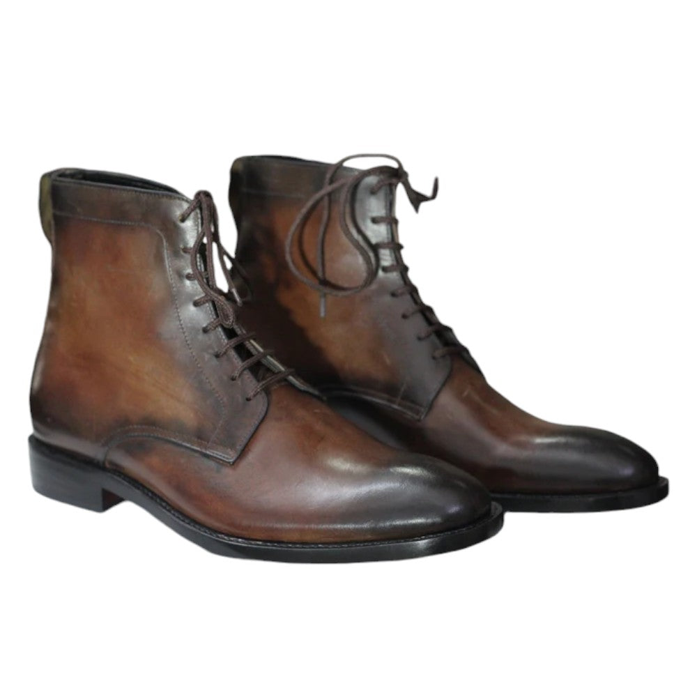 Men's Handmade Ankle High Brown Leather Boot with a classic design for versatile wear